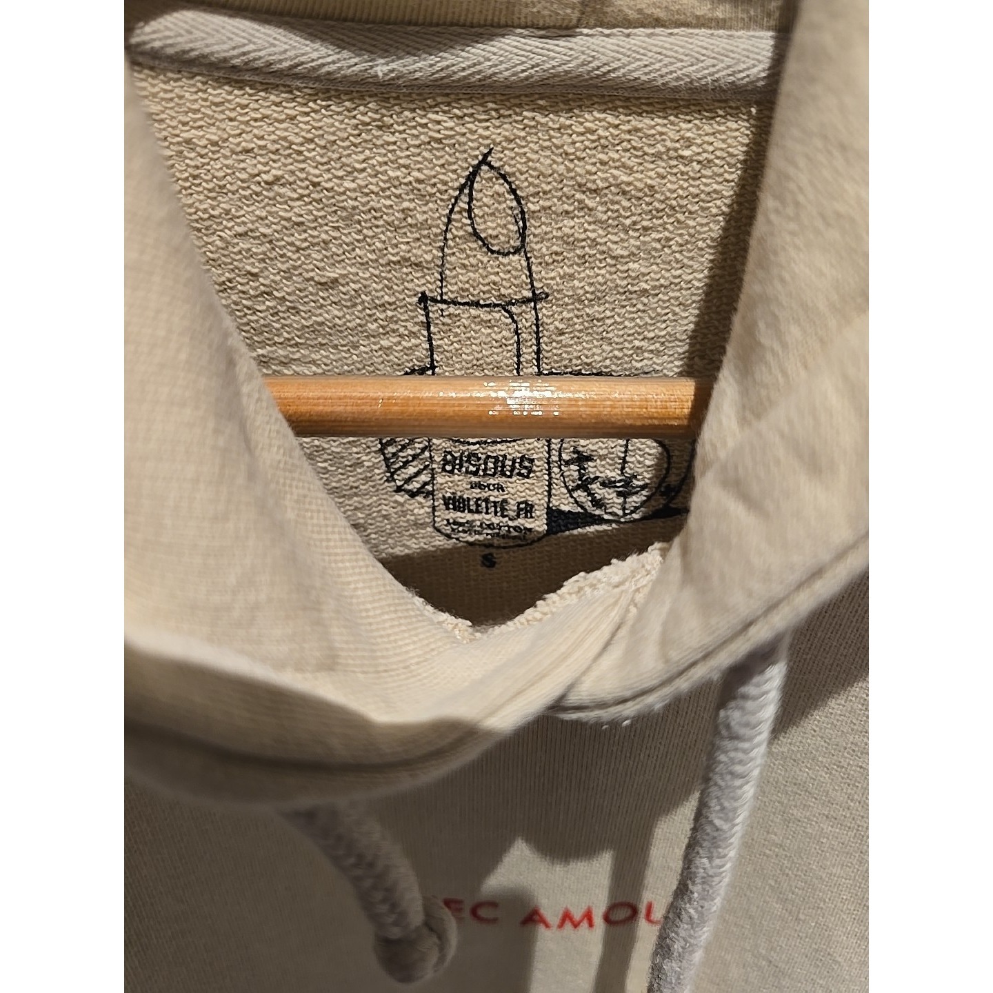 Bisous Skateboards Violette_fr Avec Amour Hoodie Cream Small Portugal Cotton — image 2 of 6